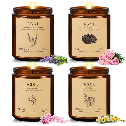 4 x Amber Essence Soy Candle Quartet